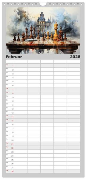Produktbild: Familienplaner 2026 - Schach Matt mit 5 Spalten (Wandkalender, 21 x 45 cm) CALVENDO