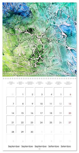 Produktbild: Emerald Waves - Watercolour experiments in green and blue (Wall Calendar 2026 12 &times; 12 Inch) CALVENDO 12 Month Wall Calendar