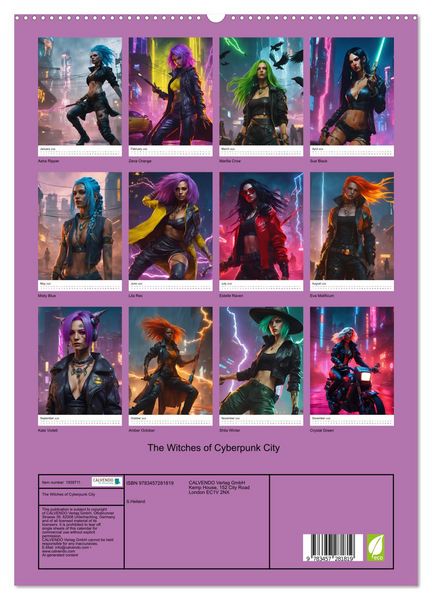 Produktbild: The Witches of Cyberpunk City (High Quality Premium Wall Calendar 2026 DIN A2 portrait),CALVENDO 12 Month Wall Calendar