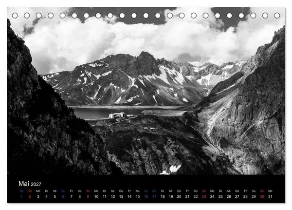 Produktbild: BERGE IN SCHWARZ WEISS (Tischkalender 2027 DIN A5 quer), CALVENDO Monatskalender