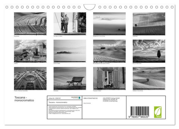 Produktbild: Toscana - monocromatico (Wandkalender 2026 DIN A4 quer), CALVENDO Monatskalender
