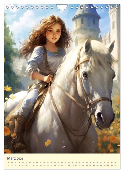 Produktbild: Kinder-Fantasy. Edle Burgfr&auml;ulein und Ritter im Mittelalter (Wandkalender 2026 DIN A4 hoch), CALVENDO Monatskalender