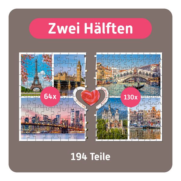 Produktbild: TEAMPUZZLE &ndash; St&auml;dte &ndash; 194 Teile &ndash; Seniorenpuzzle mit gro&szlig;en & kleinen Teilen
