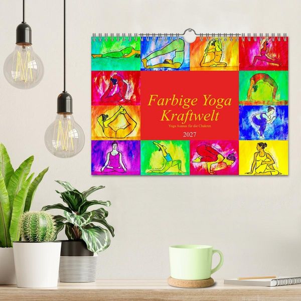 Produktbild: Farbige Yoga Kraftwelt - Yoga Asanas f&uuml;r die Chakren (Wandkalender 2027 DIN A4 quer), CALVENDO Monatskalender