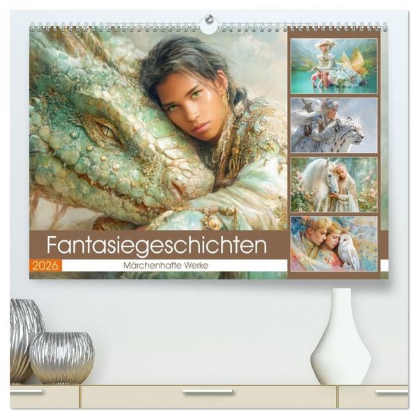 Produktbild: Fantasiegeschichten - M&auml;rchenhafte Werke (hochwertiger Premium Wandkalender 2026 DIN A2 quer), Kunstdruck in Hochglanz