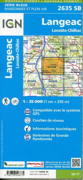 Produktbild: Langeac-Lavo&ucirc;te-Chilhac 1:25 000