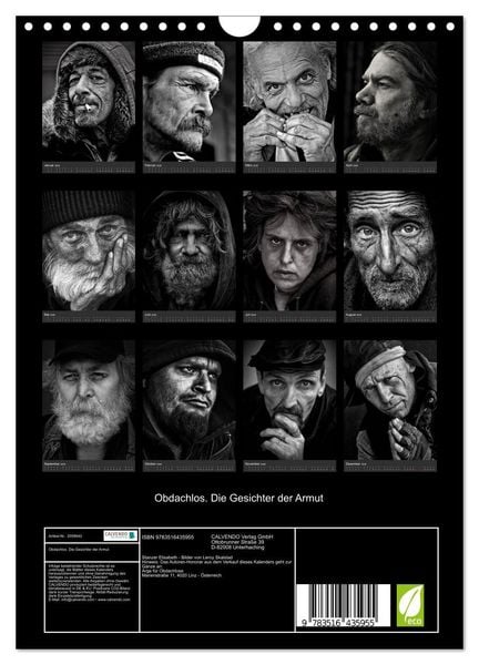Produktbild: Obdachlos. Die Gesichter der Armut (Wandkalender 2026 DIN A4 hoch), CALVENDO Monatskalender