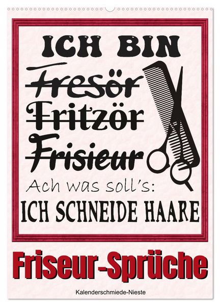 Produktbild: Friseur-Spr&uuml;che (Wandkalender 2026 DIN A2 hoch), CALVENDO Monatskalender