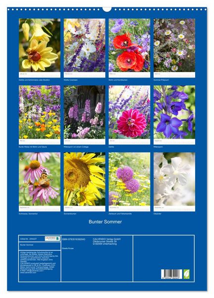 Produktbild: Bunter Sommer (Wandkalender 2026 DIN A2 hoch), CALVENDO Monatskalender