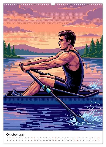 Produktbild: 8-Bit Adonis &ndash; Das Jahr in Pixeln (hochwertiger Premium Wandkalender 2027 DIN A2 hoch), Kunstdruck in Hochglanz