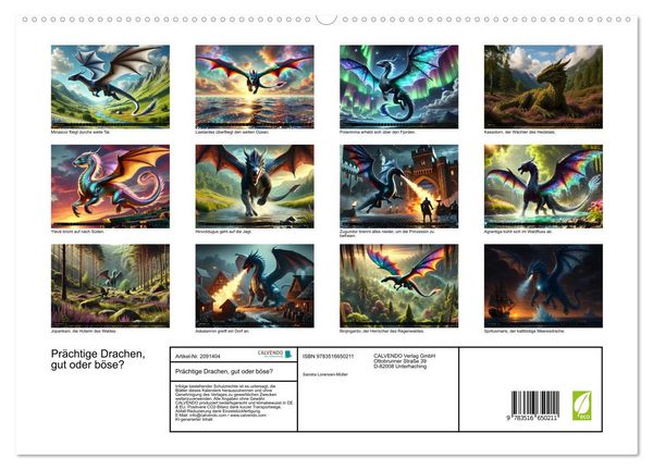 Produktbild: Pr&auml;chtige Drachen, gut oder b&ouml;se? (hochwertiger Premium Wandkalender 2026 DIN A2 quer), Kunstdruck in Hochglanz