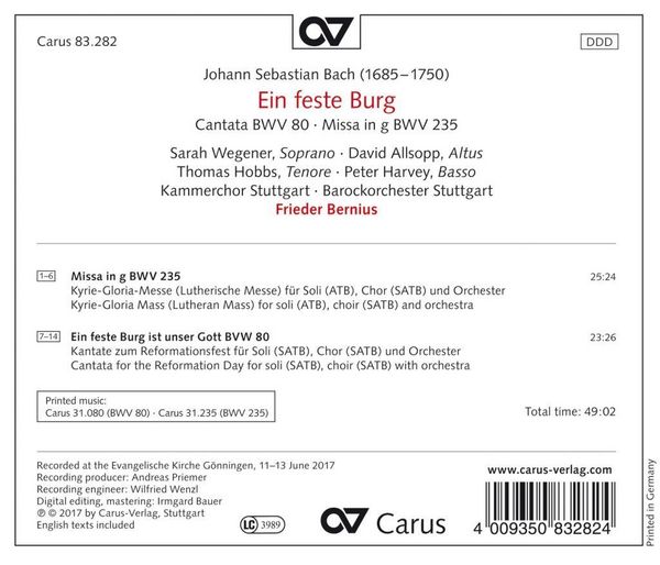 Produktbild: Ein feste Burg BWV 80/Missa in g BWV 235