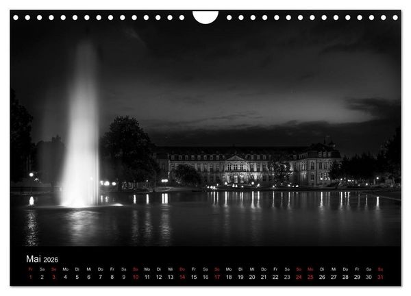 Produktbild: Stuttgart bei Nacht (Wandkalender 2026 DIN A4 quer), CALVENDO Monatskalender