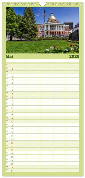 Produktbild: Familienplaner 2026 - Stadtansichten aus Boston mit 5 Spalten (Wandkalender, 21 x 45 cm) CALVENDO