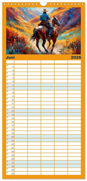 Produktbild: Familienplaner 2026 - Wild West Moments mit 5 Spalten (Wandkalender, 21 x 45 cm) CALVENDO