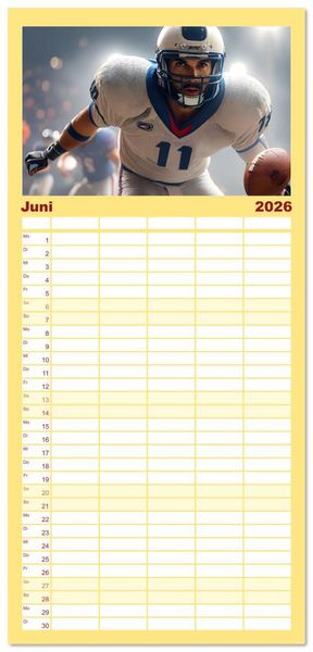 Produktbild: Familienplaner 2026 - American Football - im Team zum Sieg mit 5 Spalten (Wandkalender, 21 x 45 cm) CALVENDO