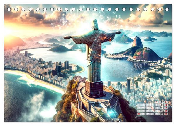 Produktbild: Weltwunder: Antike und neue: Visualisiert durch Moderne KI-Kunst (Tischkalender 2026 DIN A5 quer), CALVENDO Monatskalender