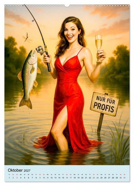 Produktbild: Angeln mit Biss - Lustiger Kalender f&uuml;r Angler mit Charme (hochwertiger Premium Wandkalender 2027 DIN A2 hoch), Kunstdruck in Hochglanz