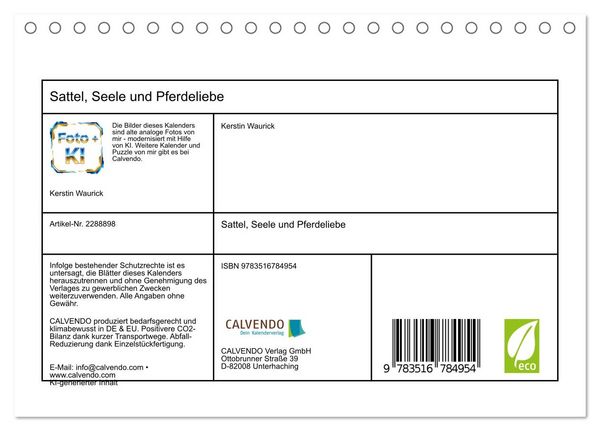 Produktbild: Sattel, Seele und Pferdeliebe (Tischkalender 2027 DIN A5 quer), CALVENDO Monatskalender