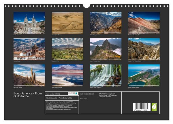 Produktbild: South America - From Quito to Rio (Wall Calendar 2026 DIN A3 landscape), CALVENDO 12 Month Wall Calendar