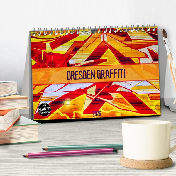 Produktbild: Dresden Graffiti (Tischkalender 2026 DIN A5 quer), CALVENDO Monatskalender
