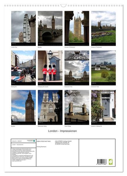 Produktbild: London - Impressionen (Wandkalender 2026 DIN A2 hoch), CALVENDO Monatskalender