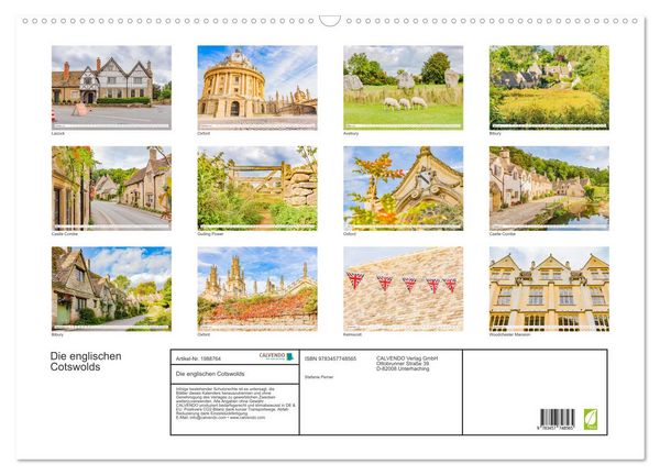 Produktbild: Die englischen Cotswolds (Wandkalender 2026 DIN A2 quer), CALVENDO Monatskalender