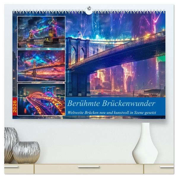 Berühmte Brückenwunder (hochwertiger Premium Wandkalender 2026 DIN A2 quer), Kunstdruck in Hochglanz
