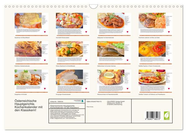 Produktbild: &Ouml;sterreichische Hauptgerichte. K&uuml;chenkalender mit den Klassikern! (Wandkalender 2026 DIN A3 quer), CALVENDO Monatskalender
