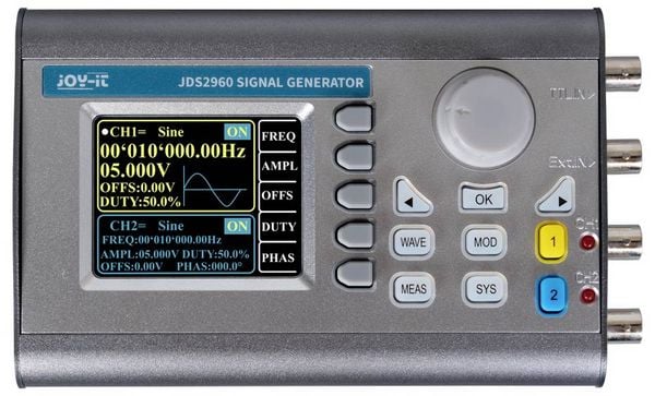 Produktbild: Joy-it JDS-2960-60MHz Funktionsgenerator netzbetrieben, Signalgenerator 0Hz - 60MHz 2-Kanal Arbitr&auml;r, Dreieck, Lorentzkurve, Puls