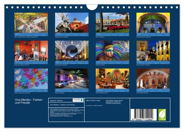 Produktbild: Viva Mexiko - Farben und Freude (Wandkalender 2026 DIN A4 quer), CALVENDO Monatskalender