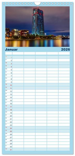 Produktbild: Familienplaner 2026 - Frankfurt am Main - at night mit 5 Spalten (Wandkalender, 21 x 45 cm) CALVENDO