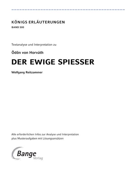 'Der ewige Spießer von Ödön von Horváth - Textanalyse und