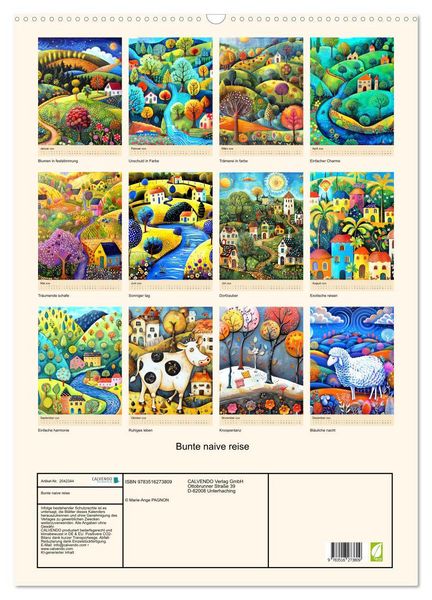 Produktbild: Bunte naive reise (Wandkalender 2026 DIN A2 hoch), CALVENDO Monatskalender