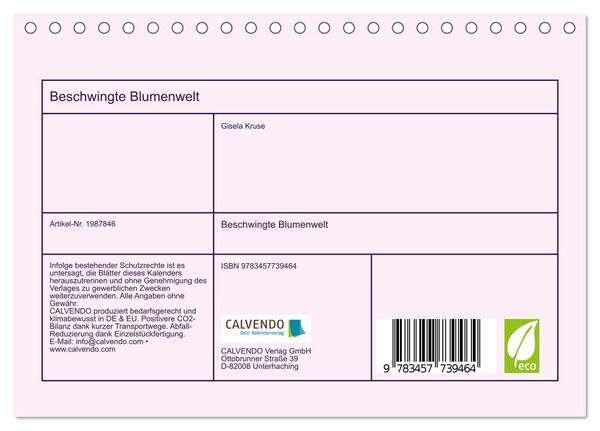 Produktbild: Beschwingte Blumenwelt (Tischkalender 2026 DIN A5 quer), CALVENDO Monatskalender