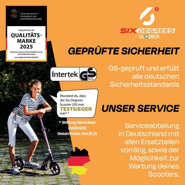 Produktbild: SIX DEGREES Alu Scooter 205 mm orange