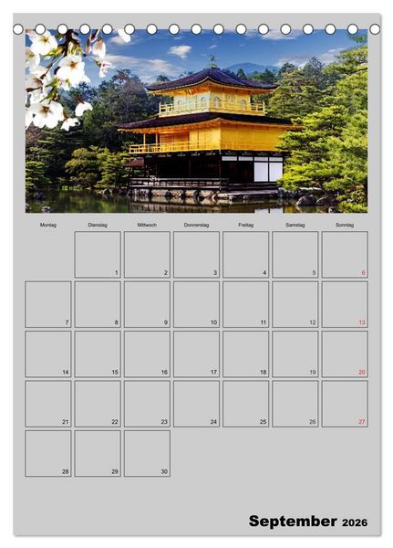 Produktbild: Wundervolles Japan (Tischkalender 2026 DIN A5 hoch), CALVENDO Monatskalender