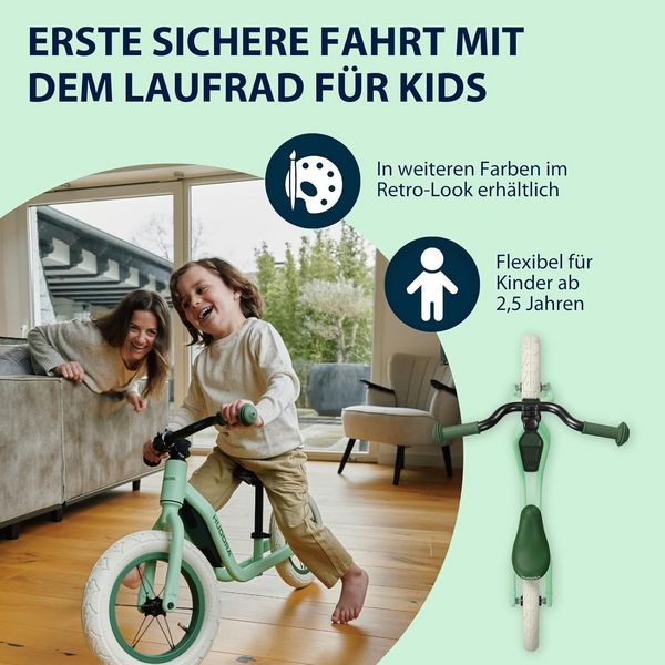 Produktbild: HUDORA 10932 - Laufrad Explory 12 mint, f&uuml;r Kinder von 90-110 cm, Sitzh&ouml;he: 27-37,5 cm