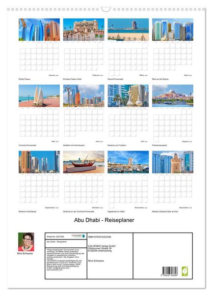 Produktbild: Abu Dhabi - Reiseplaner (Wandkalender 2026 DIN A2 hoch), CALVENDO Monatskalender