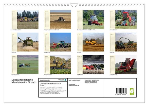Produktbild: Landwirtschaftliche Maschinen im Einsatz (Wandkalender 2026 DIN A3 quer), CALVENDO Monatskalender