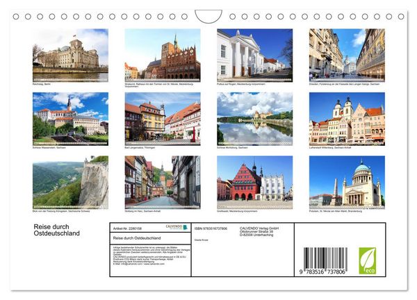 Produktbild: Reise durch Ostdeutschland (Wandkalender 2026 DIN A4 quer), CALVENDO Monatskalender