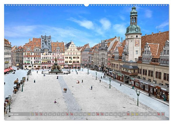Produktbild: Leipzig zur Kaiserzeit in Farbe (hochwertiger Premium Wandkalender 2026 DIN A2 quer), Kunstdruck in Hochglanz