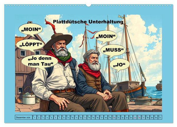 Produktbild: Plattd&uuml;tsche Cartoons (hochwertiger Premium Wandkalender 2026 DIN A2 quer), Kunstdruck in Hochglanz