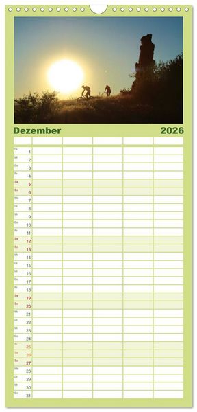 Produktbild: Familienplaner 2026 - Mountainbike Traumpfade mit 5 Spalten (Wandkalender, 21 x 45 cm) CALVENDO