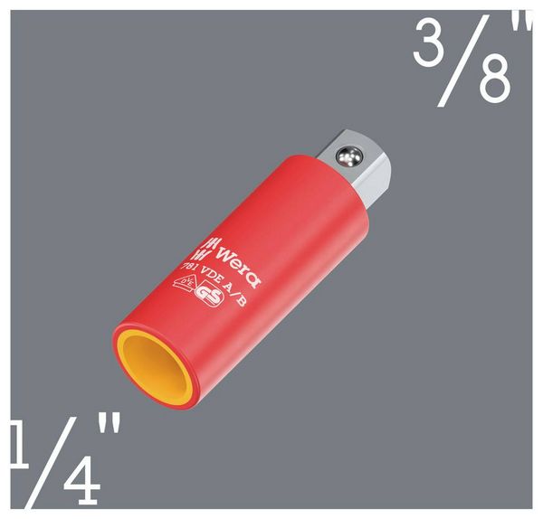 Produktbild: Wera 781 A/B VDE 05024690001 Steckschl&uuml;ssel-Adapter isoliert, mechanische Verriegelung 1/4" (6.3 mm)