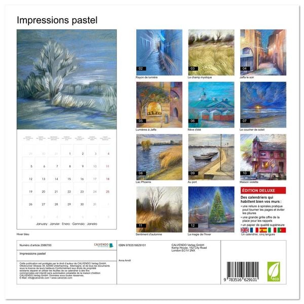 Produktbild: Impressions pastel (Calendrier mural carr&eacute; 2026 30x30 cm) Calendrier double avec une page pour vos prises de notes