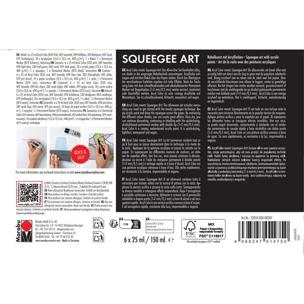 Produktbild: Marabu Acryl Color Squeegee Art Set Pastel 6x 25ml