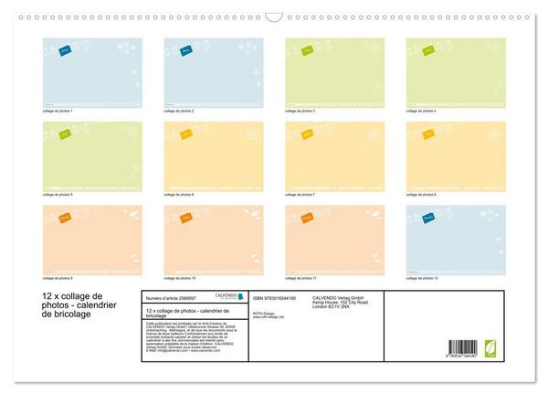 Produktbild: 12 x collage de photos - calendrier de bricolage (Calendrier mural 2026 DIN A2 vertical), CALVENDO calendrier mensuel