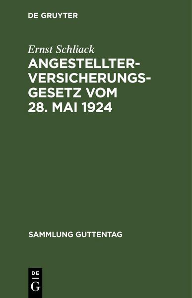 Produktbild: Angestellter-Versicherungsgesetz vom 28. Mai 1924