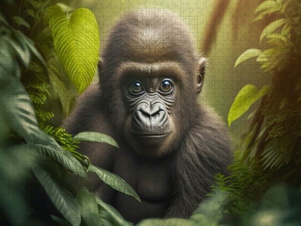 Produktbild: CALVENDO Puzzle Zauberhaftes Gorillakind | 1000 Teile Lege-Gr&ouml;&szlig;e 64x48cm Foto-Puzzle f&uuml;r gl&uuml;ckliche Stunden